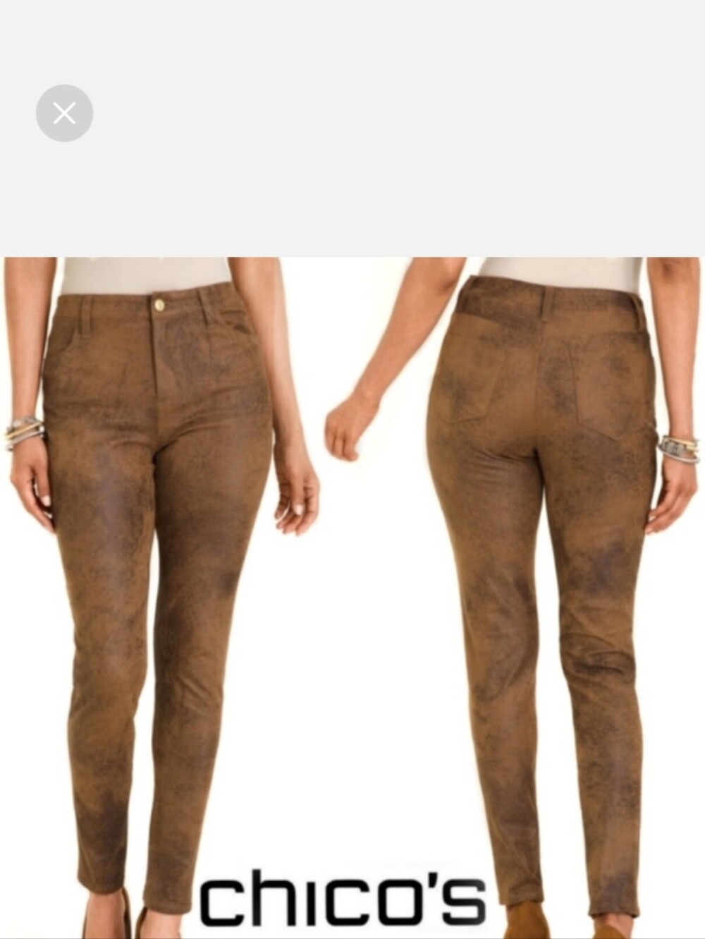 Chico's Women's Pull On Brown Faux-Suede Jeans